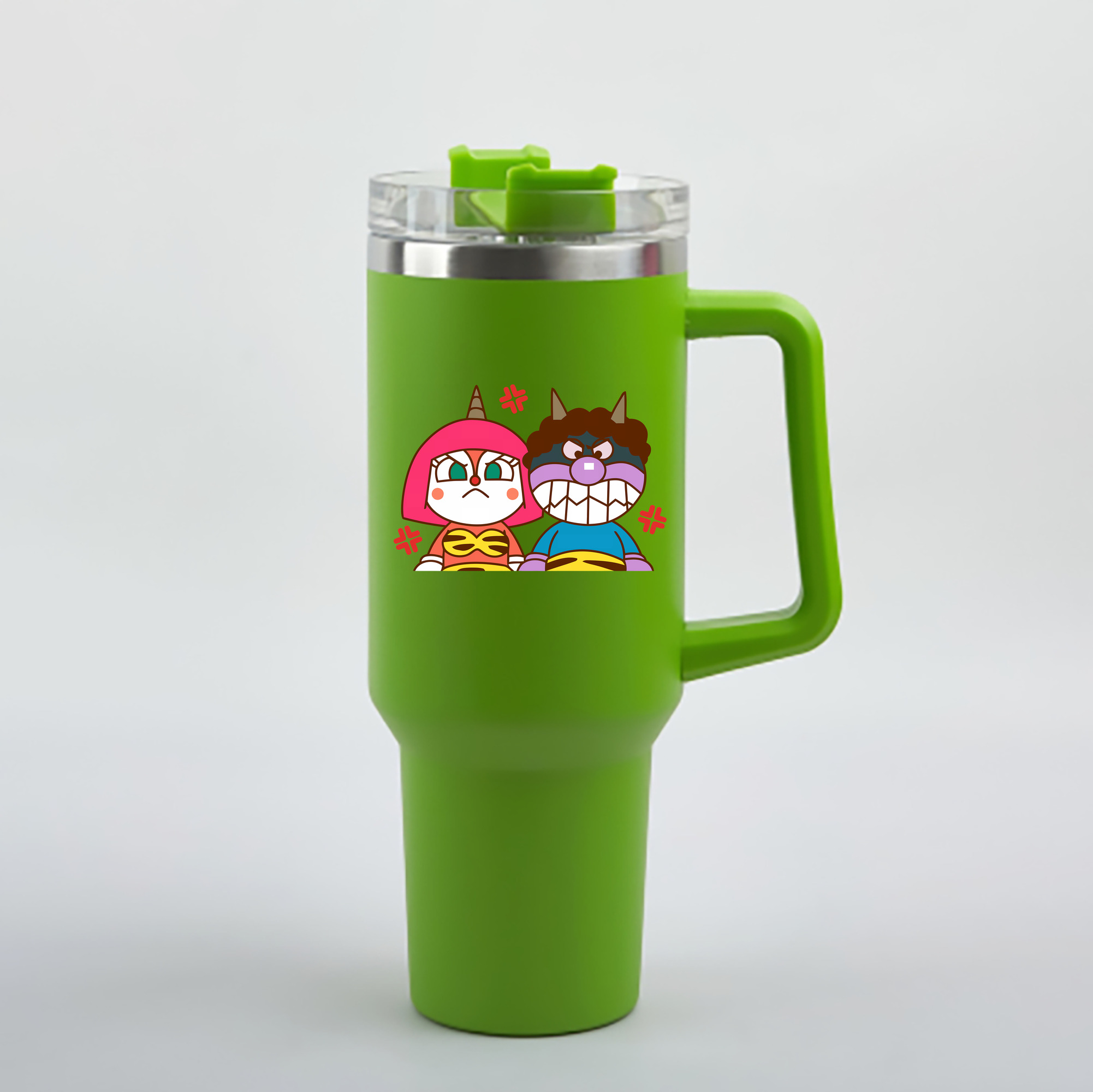 （画像用） アンパンマン Anpanman 1200mL車用タンブラー - クリスタルステッカー（プラスチックストロー付き）